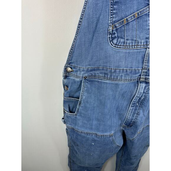 Carhartt Double Knee Denim Overalls Carpenter Workwear Utility 42x30 Distressed - Picture 12 of 16